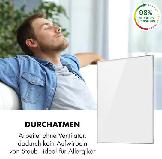Инфракрасный нагреватель Klarstein Wonderwall Air 96 120x81см, 960Вт, настенный - изображение 4