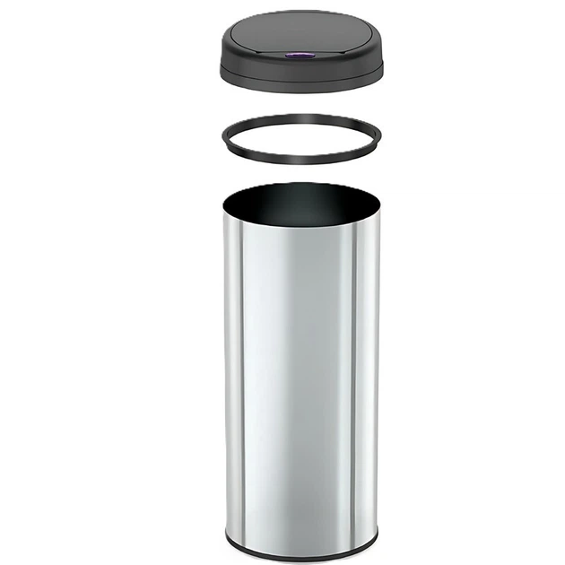 Відро для мусора сенсорне кругле Mixxus Premium Ellipse-TC0109 Chrome-Black 9л (хром-чорне) (MI7083) - зображення 3