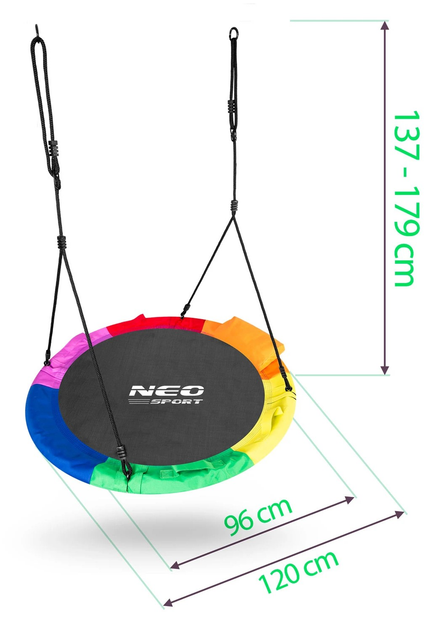 Гойдалка Neo-Sport Лелече гніздо Swingo 120 см XXL Різноколььорова (5903890617660) - зображення 7