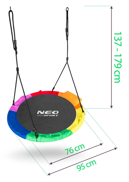 Huśtawka Neo-Sport Bocianie gniazdo Swingo 95 cm XXL Wielokolorowa (5903890617646) - obraz 7