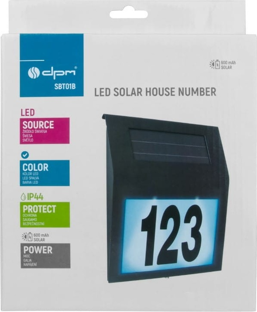 Lampa ścienna solarna DPM SBT01B z numerem budynku Black (5906881220993) - obraz 5