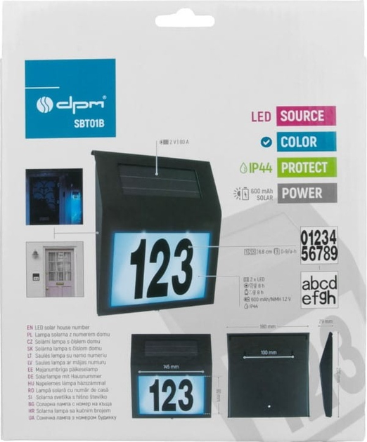 Lampa ścienna solarna DPM SBT01B z numerem budynku Black (5906881220993) - obraz 6