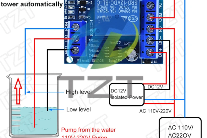 Модуль контролю керування DC 12V Датчик рівня води рідини Перемикач Релейний модуль для насосу - Фото 4 Модуль контролю керування DC 12V Датчик рівня води рідини Перемикач Релейний модуль для насосу - изображение 4