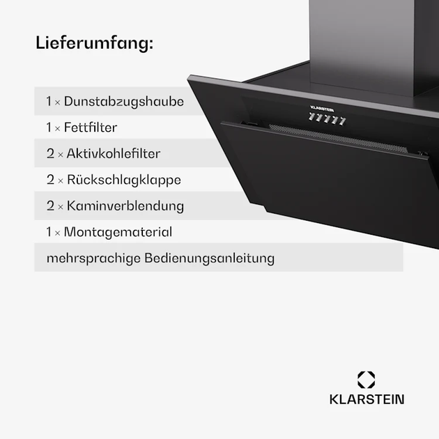 Витяжка Klarstein Athena 60 Настінна кухонна витяжка нержавіюча сталь 247 м³/ч - зображення 7