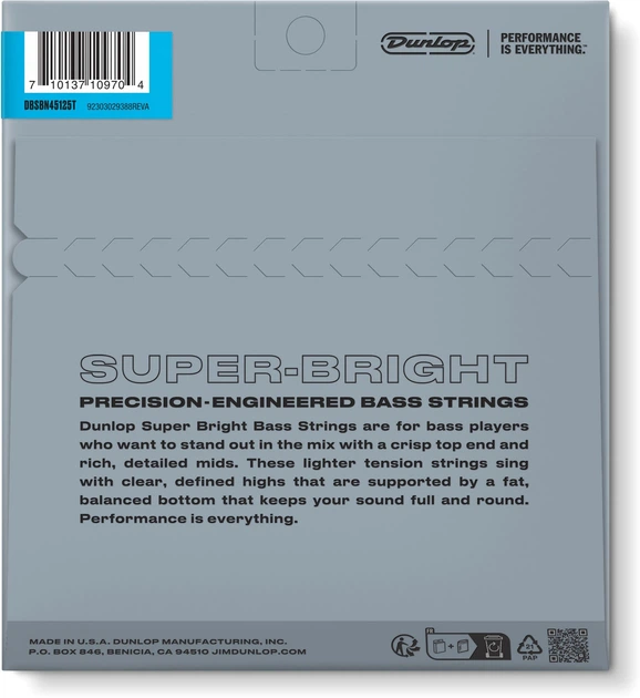 Струни для 5-струнної бас-гітари Dunlop DBSBN45125T Super Bright Nickel Wound Tapered (R126929) - зображення 2
