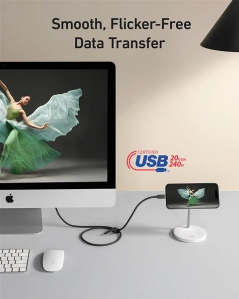 Кабель Anker USB-C to USB-C 240W 20 Gbps 4K Video Tranfer Bio-Nylon 0.9 м Чорний (A80N1H11) - зображення 4
