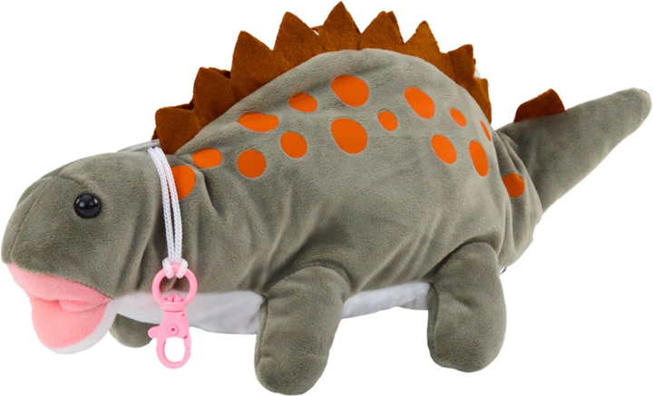 Maskotka Lean Toys Dinozaur ze schowkiem Szary 34 cm 16702 (5905884452882) - obraz 1