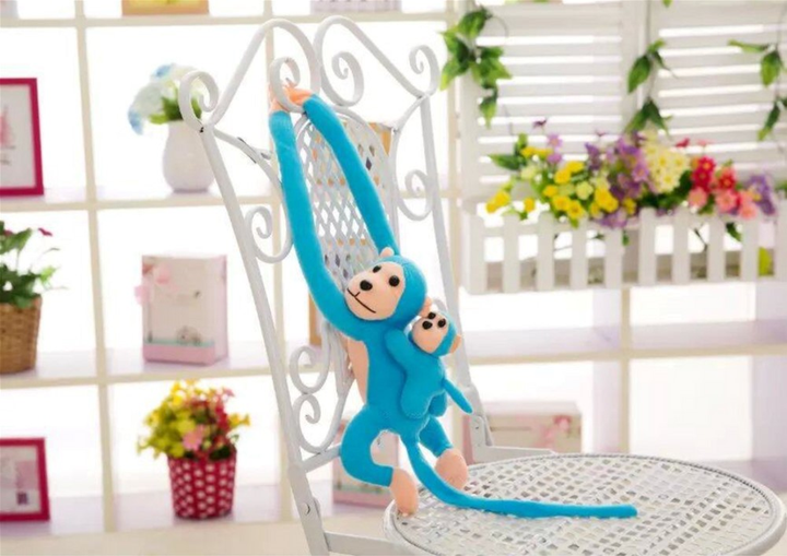 М'яка іграшка Lean Toys Мавпа з дитинчам Блакитна 70 см 16825 (5905884451427) - зображення 5