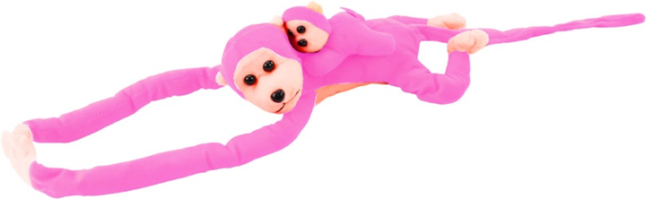 Maskotka Lean Toys Małpka z dzieckiem Różowa 70 cm 16826 (5905884451434) - obraz 3