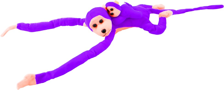 Maskotka Lean Toys Małpka z dzieckiem Fioletowa 70 cm 16829 (5905884451465) - obraz 2