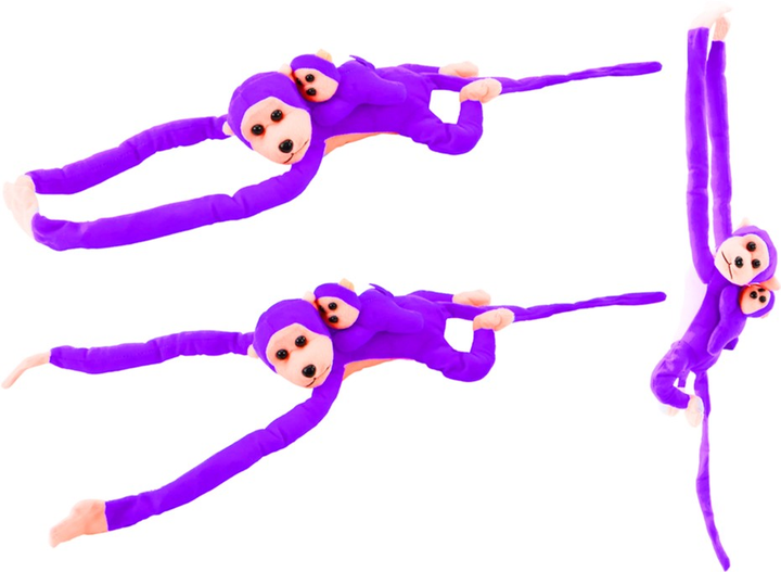 Maskotka Lean Toys Małpka z dzieckiem Fioletowa 70 cm 16829 (5905884451465) - obraz 4