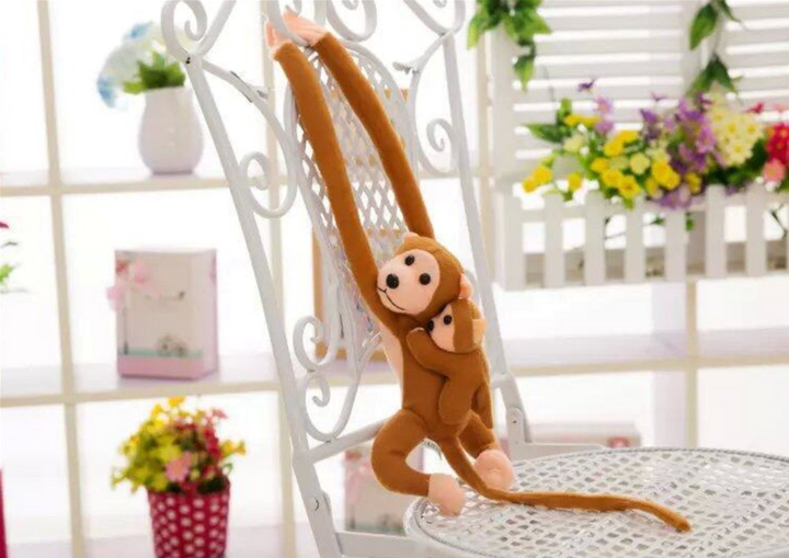 Maskotka Lean Toys Małpka z dzieckiem Jasnobrązowa 70 cm 16833 (5905884451502) - obraz 5