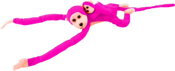 Maskotka Lean Toys Małpka z dzieckiem Ciemnoróżowa 90 cm 16837 (5905884451540) - obraz 2