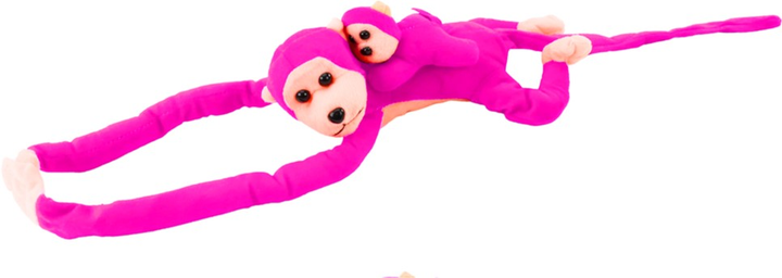 Maskotka Lean Toys Małpka z dzieckiem Ciemnoróżowa 90 cm 16837 (5905884451540) - obraz 3