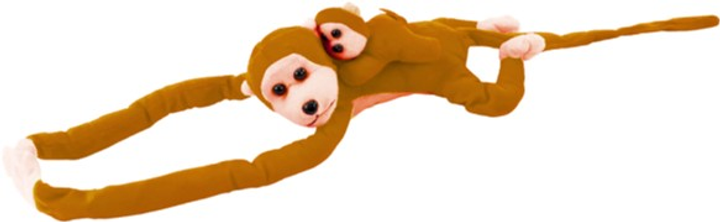 М'яка іграшка Lean Toys Мавпа з дитинчам Світло-коричнева 90 см 16843 (5905884451601) - зображення 4