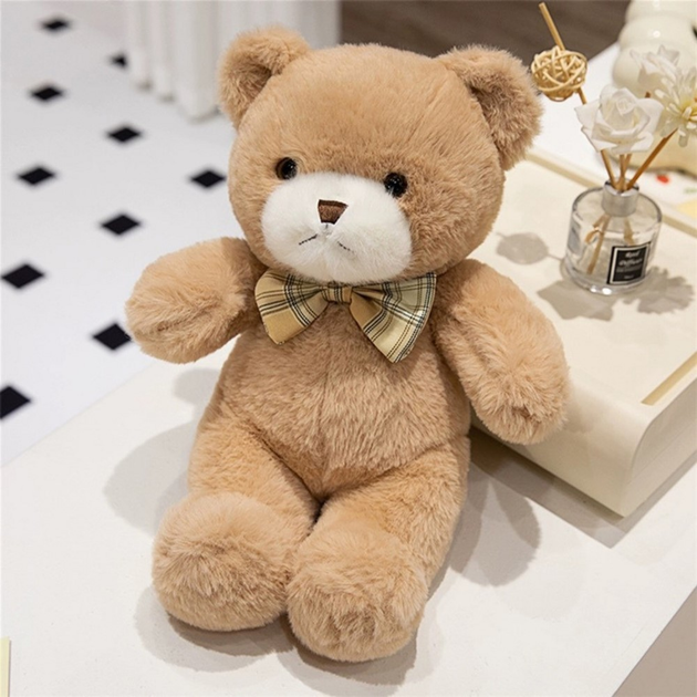 М'яка іграшка Lean Toys Ведмедик з бантом Бежевий 25 см 22108 (5905991044642) - зображення 2