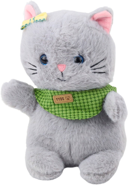 М'яка іграшка Lean Toys Котик з бантиком в сірому шарфі 22 см 22130 (5905991044864) - зображення 1
