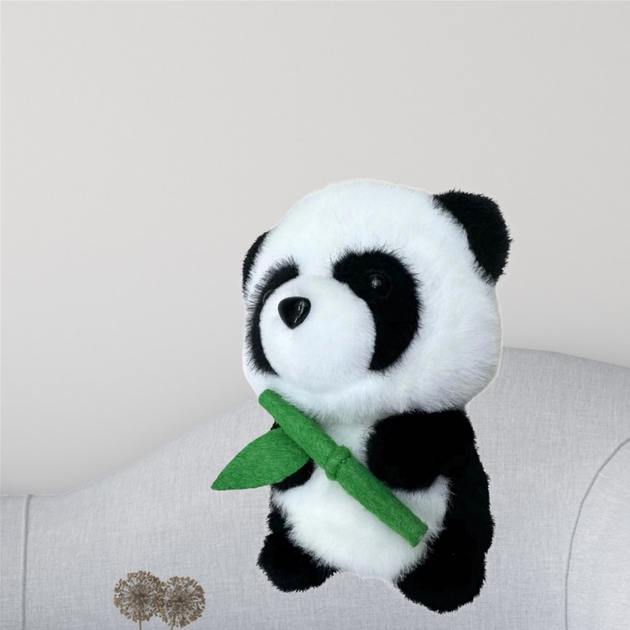 Maskotka-przytulanka Lean Toys Panda z bambusem Czarno-biała 18 cm 22557 (5905991049128) - obraz 2