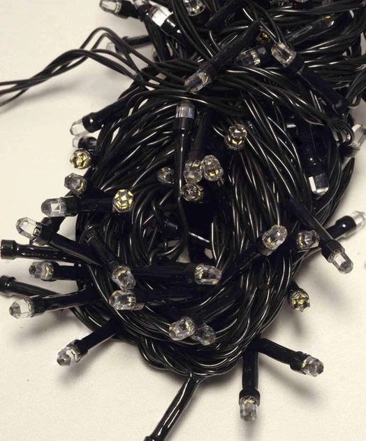 Светодиодная гирлянда No Brand 500 LED рубин 8 мм длина 28 метров с черным проводом, свет белый теплый - изображение 2