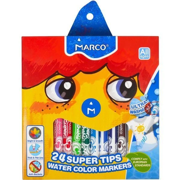 Фломастеры на водной основе "Marco" "Super Washable" 1630-24, 24 цвета - изображение 2