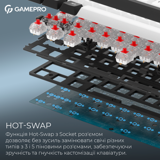 Клавиатура беспроводная GamePro Asgard Valhalla MK210B Pro 65% RGB Wireless/Bluetooth/USB Black - Фото 10 Клавиатура беспроводная GamePro Asgard Valhalla MK210B Pro 65% RGB Wireless/Bluetooth/USB Black - изображение 10