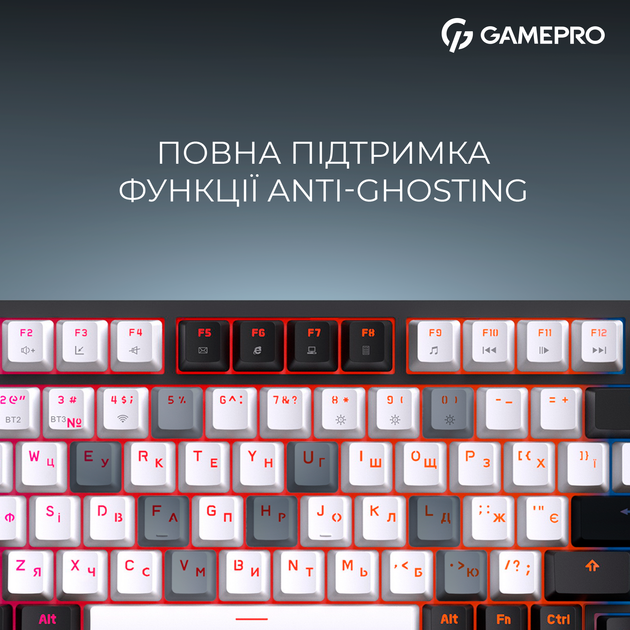 Клавиатура беспроводная GamePro Asgard Valhalla MK160B Pro 75% RGB Wireless/Bluetooth/USB Black - Фото 14 Клавиатура беспроводная GamePro Asgard Valhalla MK160B Pro 75% RGB Wireless/Bluetooth/USB Black - изображение 14
