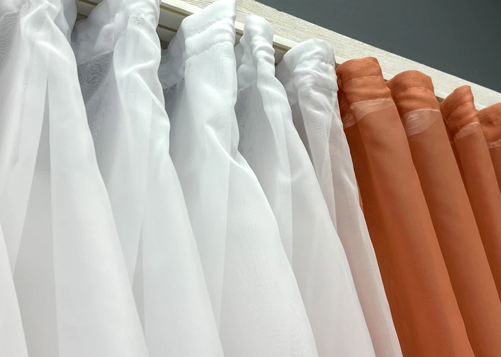 Кухонные шторки VR-Textil № 096к с подвязками коралловый с белым 400х170 см (52-1193) - изображение 5