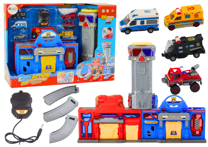 Zestaw zabawek Lean Toys Baza straż pożarna i Centrum dowodzenia Policji z pojazdami (18711) 6 szt (5905991019091) - obraz 2