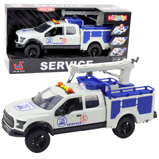 Сервісна машинка Lean Toys з краном та світловими і звуковими сигналами Біла 1:12 (21490) (5905991038863) - зображення 2