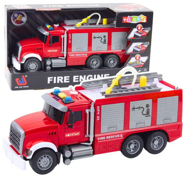 Wóz straż pożarna Lean Toys z wodą ze światłami i dźwiękami 1:14 Czerwony (21450) (5905991038467) - obraz 2