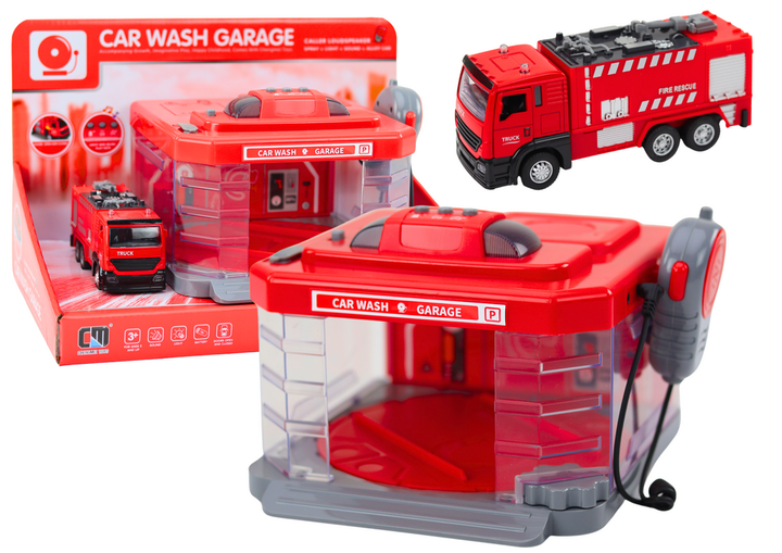 Myjnia straży pożarnej Lean Toys z krótkofalówką światłami dźwiękami i wodą (18747) (5905991019923) - obraz 2