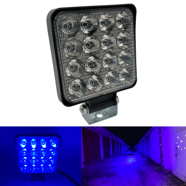 Дополнительная светодиодная LED лед мини/mini фара квадратная 48W 12-24V СИНЕГО ЦВЕТА (1 шт) - Фото 1 Дополнительная светодиодная LED лед мини/mini фара квадратная 48W 12-24V СИНЕГО ЦВЕТА (1 шт) - изображение 1