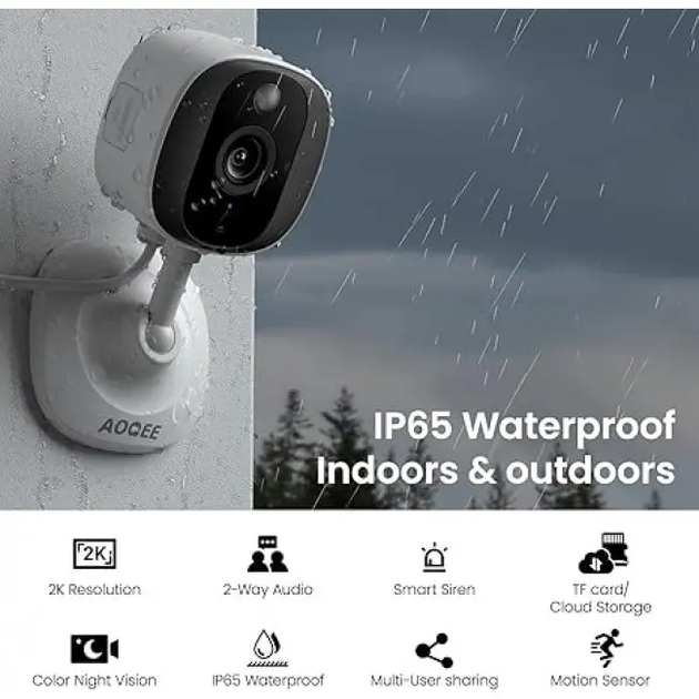 Беспроводная IP-камера видеонаблюдения AOQEE C1 2K 2 White 2шт - изображение 3