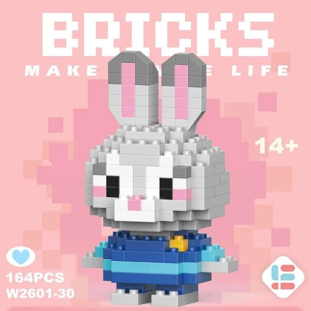 Конструктор фигурка BRICKS Зверополис лис Ник Уайлд + крольчиха