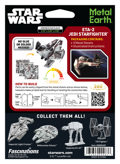 Металевий 3D конструктор "Star Wars ETA-2 Jedi Starfighter" - зображення 8