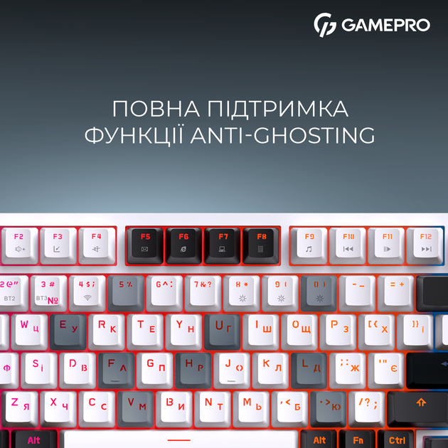 Клавиатура беспроводная GamePro Asgard Valhalla MK160W Pro 75% RGB Wireless/Bluetooth/USB White - Фото 13 Клавиатура беспроводная GamePro Asgard Valhalla MK160W Pro 75% RGB Wireless/Bluetooth/USB White - изображение 13
