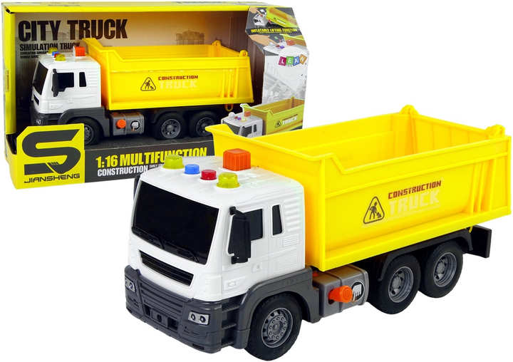 Самоскид Lean Toys з підйомним кузовом, підсвічуванням і звуковими ефектами 1:16 жовтий (11072) (5905214973964) - зображення 2