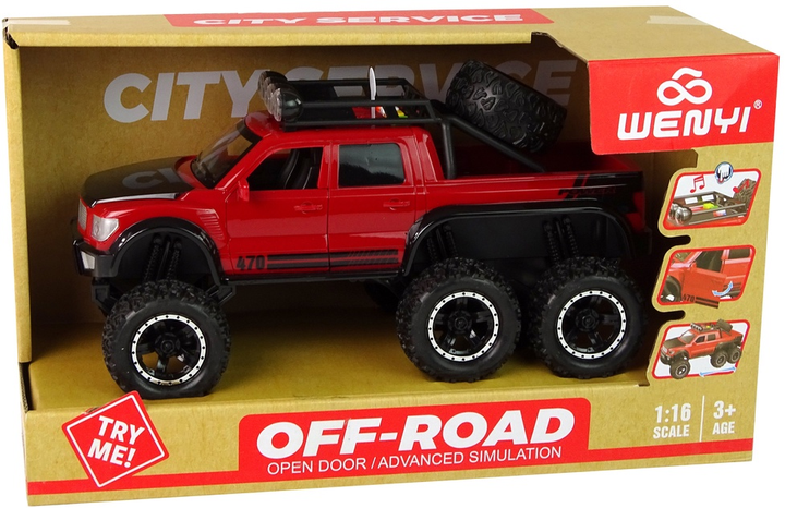 Autko terenowe Lean Toys z napędem frykcyjnym i dużymi kołami 1:16 Czerwone (15392) (5905515357692) - obraz 1