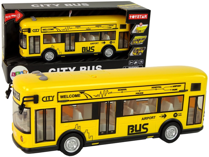 Міський автобус Lean Toys з інерційним приводом 1:18 жовтий (15478) (5905515358569) - зображення 2