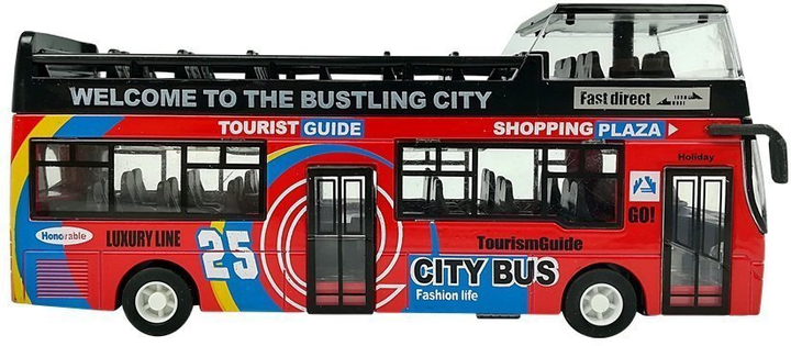 Autobus piętrowy Lean Toys z dźwiękiem i otwieranymi drzwiami 1:32 Czerwony (7323) (5908275998525) - obraz 5