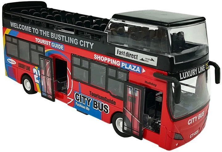 Autobus piętrowy Lean Toys z dźwiękiem i otwieranymi drzwiami 1:32 Czerwony (7323) (5908275998525) - obraz 6