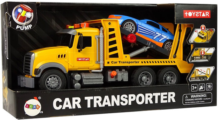 Транспортний автовоз Lean Toys з пандусом, зі звуковими та світловими ефектами жовтий (99527) (5904204755498) - зображення 1