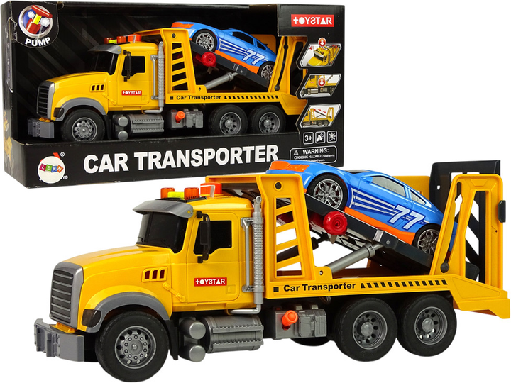 Транспортний автовоз Lean Toys з пандусом, зі звуковими та світловими ефектами жовтий (99527) (5904204755498) - зображення 2