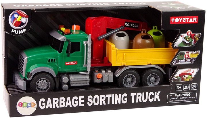 Вантажівка Lean Toys для перевезення сміттєвих контейнерів з краном і звуковими ефектами (12966) (5905323211421) - зображення 1