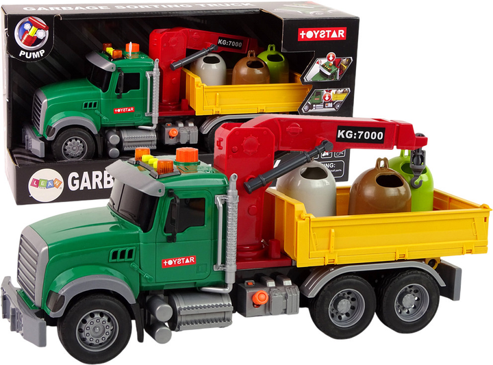 Вантажівка Lean Toys для перевезення сміттєвих контейнерів з краном і звуковими ефектами (12966) (5905323211421) - зображення 2