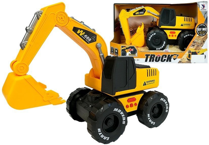 Koparka Lean Toys z napędem frykcyjnym, dźwiękami i światłami Żółta (5645) (5905679070895) - obraz 2