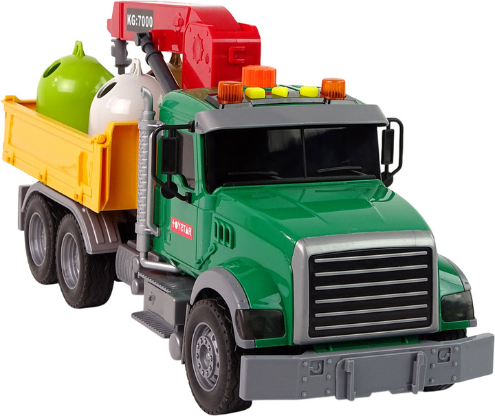 Вантажівка Lean Toys для перевезення сміттєвих контейнерів з краном і звуковими ефектами (12966) (5905323211421) - зображення 5