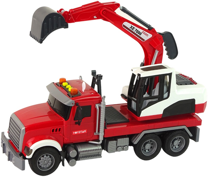 Ciężarówka z koparką Lean Toys ze dźwiękiem i światłami (15486) (5905515358644) - obraz 3
