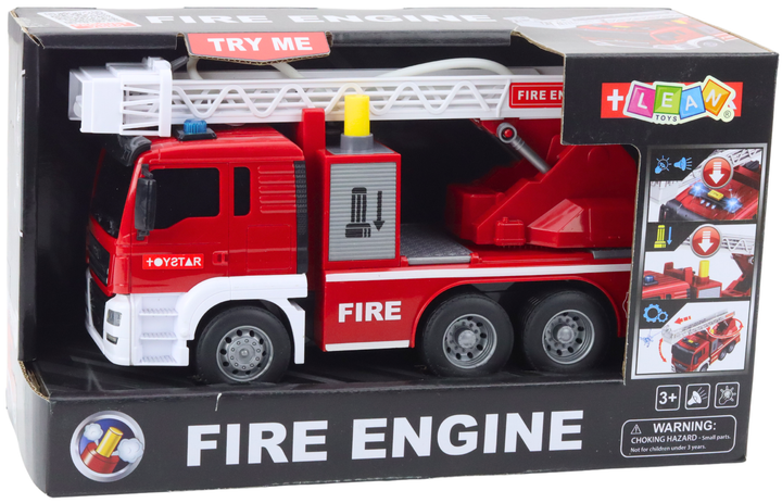 Пожежна бригада Lean Toys зі стрілою та водою та світловими і звуковими ефектами 1:14 Червона (21444) (5905991038405) - зображення 1