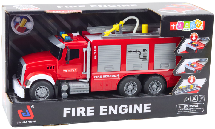 Wóz straż pożarna Lean Toys z wodą ze światłami i dźwiękami 1:14 Czerwony (21450) (5905991038467) - obraz 1